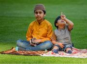 20 July 2021; Abrar, aged nine, and Youseef Nawz, aged two, from Clondalkin, Dublin, on the pitch during the celebration of Eid Al-Adha at Croke Park in Dublin. Photo by Ray McManus/Sportsfile