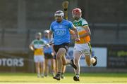 20 July 2021; Pádhraic Linehan of Dublin in action against Tom Dooley of Offaly during the Leinster GAA Hurling U20 Championship semi-final match between Dublin and Offaly at Parnell Park in Dublin. Photo by Daire Brennan/Sportsfile