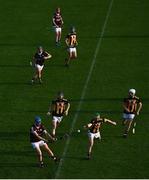 20 July 2021; Shane Quirke of Galway in action against Ciaran Brennan of Kilkenny during the Leinster GAA Hurling U20 Championship semi-final match between Kilkenny and Galway at Bord Na Mona O'Connor Park in Tullamore, Offaly. Photo by David Fitzgerald/Sportsfile