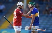 20 July 2021; Robbie Cotter of Cork and Fintan Purcell of Tipperary after the Munster GAA Hurling U20 Championship semi-final match between Tipperary and Cork at Semple Stadium in Thurles, Tipperary. Photo by Ben McShane/Sportsfile