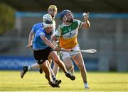 20 July 2021; Luke Nolan of Offaly in action against Paddy Doyle of Dublin during the Leinster GAA Hurling U20 Championship semi-final match between Dublin and Offaly at Parnell Park in Dublin. Photo by Daire Brennan/Sportsfile