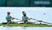 21 July 2021; Team Ireland Men's Lightweight Double Sculls rowers Fintan McCarthy, left, and Paul O'Donovan training at the Sea Forest Waterway ahead of the start of the 2020 Tokyo Summer Olympic Games in Tokyo, Japan. Photo by Brendan Moran/Sportsfile