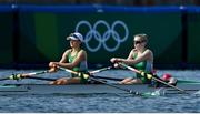 21 July 2021; Team Ireland Women's Lightweight Double Sculls rowers Margaret Cremen, left, and Aoife Casey training at the Sea Forest Waterway ahead of the start of the 2020 Tokyo Summer Olympic Games in Tokyo, Japan. Photo by Brendan Moran/Sportsfile