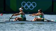 21 July 2021; Team Ireland Women's Pair rowers Monika Dukarska, left, and Aileen Crowley training at the Sea Forest Waterway ahead of the start of the 2020 Tokyo Summer Olympic Games in Tokyo, Japan. Photo by Brendan Moran/Sportsfile