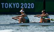 21 July 2021; Team Ireland Women's Pair rowers Monika Dukarska, left, and Aileen Crowley training at the Sea Forest Waterway ahead of the start of the 2020 Tokyo Summer Olympic Games in Tokyo, Japan. Photo by Brendan Moran/Sportsfile