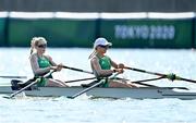 21 July 2021; Team Ireland Women's Lightweight Double Sculls rowers Aoife Casey, left, and Margaret Cremen training at the Sea Forest Waterway ahead of the start of the 2020 Tokyo Summer Olympic Games in Tokyo, Japan. Photo by Brendan Moran/Sportsfile