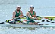 21 July 2021; Team Ireland Men's Double scull rowers Ronan Byrne, left, and Philip Doyle training at the Sea Forest Waterway ahead of the start of the 2020 Tokyo Summer Olympic Games in Tokyo, Japan. Photo by Brendan Moran/Sportsfile