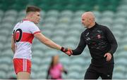 11 July 2021; Derry selector Ciaran Meenagh with Ethan Doherty before the Ulster GAA Football Senior Championship Quarter-Final match between Derry and Donegal at Páirc MacCumhaill in Ballybofey, Donegal. Photo by Stephen McCarthy/Sportsfile