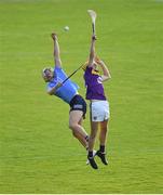 21 July 2021; Seán Rowley of Wexford in action against Conor Dolan of Dublin during the Electric Ireland Leinster GAA Minor Hurling Championship Semi-Final match between Dublin and Wexford at Chadwicks Wexford Park in Wexford. Photo by Daire Brennan/Sportsfile