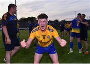 21 July 2021; Patrick Gavin of Roscommon celebrates after his side's victory in the EirGrid Connacht GAA Football U20 Championship Final match between Mayo and Roscommon at Elverys MacHale Park in Castlebar, Mayo. Photo by Piaras Ó Mídheach/Sportsfile