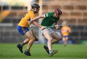 19 July 2021; Ronan Fox of Limerick and Darragh Healy of Clare during the Munster GAA Hurling U20 Championship semi-final match between Limerick and Clare at the LIT Gaelic Grounds in Limerick. Photo by Ben McShane/Sportsfile