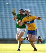 19 July 2021; Aidan O'Connor of Limerick and Adam Hogan of Clare during the Munster GAA Hurling U20 Championship semi-final match between Limerick and Clare at the LIT Gaelic Grounds in Limerick. Photo by Ben McShane/Sportsfile