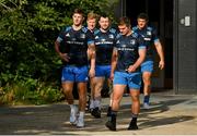 22 July 2021; Leinster players, from left, Mark Hernan, James Tracy, Cian Healy, Scott Penny and Vakh Abdaladze as Leinster Rugby return to training at Leinster Rugby Headquarters in Dublin. Photo by Harry Murphy/Sportsfile