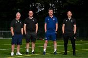 22 July 2021; Republic of Ireland manager Stephen Kenny with, from left, Albert Johnston, Eamonn Synott and Chris O'Glesby of Templeogue United during a visit to the INTERSPORT Elverys Summer Soccer Schools at Templeogue United FC in Dublin. Photo by Eóin Noonan/Sportsfile