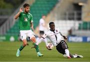 22 July 2021; Wilfred Zahibo of Dundalk in action against Frank Liivak of Levadia during the UEFA Europa Conference League second qualifying round first leg match between Dundalk and Levadia at Tallaght Stadium in Dublin. Photo by Ben McShane/Sportsfile