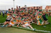 22 July 2021; Offaly players celebrate with the cup after the EirGrid Leinster GAA Football U20 Championship Final match between Dublin and Offaly at MW Hire O'Moore Park in Portlaoise, Laois. Photo by Matt Browne/Sportsfile