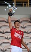 22 July 2021; Cork captain Brian Hayes lifts the cup after the EirGrid Munster GAA Football U20 Championship Final match between Cork and Tipperary at Semple Stadium in Thurles, Tipperary. Photo by Piaras Ó Mídheach/Sportsfile