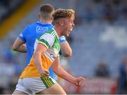 22 July 2021; Jack Bryant of Offaly celebrates after the EirGrid Leinster GAA Football U20 Championship Final match between Dublin and Offaly at MW Hire O'Moore Park in Portlaoise, Laois. Photo by Matt Browne/Sportsfile