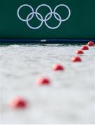 23 July 2021; The Olympic Rings are seen before the heats at the Sea Forest Waterway during the 2020 Tokyo Summer Olympic Games in Tokyo, Japan. Photo by Stephen McCarthy/Sportsfile