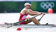 23 July 2021; Quentin Antognelli of Monaco in action during the heats of the men's single sculls event at the Sea Forest Waterway during the 2020 Tokyo Summer Olympic Games in Tokyo, Japan. Photo by Stephen McCarthy/Sportsfile
