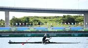 23 July 2021; Nazanin Malaei of Iran in action during her heat of the women's single scull event at the Sea Forest Waterway during the 2020 Tokyo Summer Olympic Games in Tokyo, Japan. Photo by Stephen McCarthy/Sportsfile