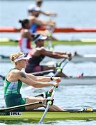 23 July 2021; Sanita Pušpure of Ireland in action during her heat of the Women's Single Sculls at the Sea Forest Waterway during the 2020 Tokyo Summer Olympic Games in Tokyo, Japan. Photo by Seb Daly/Sportsfile