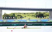 23 July 2021; Carling Zeeman of Canada in action during the heats of the women's single sculls at the Sea Forest Waterway during the 2020 Tokyo Summer Olympic Games in Tokyo, Japan. Photo by Stephen McCarthy/Sportsfile