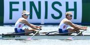 23 July 2021; Kristina Wagner, left, and Gernevra Stone of the United States in action during the heats of the women's double sculls at the Sea Forest Waterway during the 2020 Tokyo Summer Olympic Games in Tokyo, Japan. Photo by Stephen McCarthy/Sportsfile