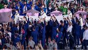 23 July 2021; Representatives of the six federations bring the olympic flag into the stadium during the 2020 Tokyo Summer Olympic Games opening ceremony at the Olympic Stadium in Tokyo, Japan. Photo by Stephen McCarthy/Sportsfile