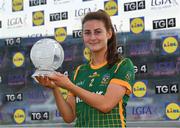23 July 2021; Emma Troy of Meath with the Player of the Match Award after the TG4 All-Ireland Senior Ladies Football Championship Group 2 Round 3 match between Meath and Tipperary at MW Hire O'Moore Park in Portlaoise, Co Laois. Photo by Matt Browne/Sportsfile