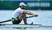 24 July 2021; Alhussein Ghambour of Libya competes in the Men's Single Sculls Repechage at the Sea Forest Waterway during the 2020 Tokyo Summer Olympic Games in Tokyo, Japan. Photo by Seb Daly/Sportsfile