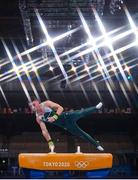 24 July 2021; (EDITOR'S NOTE: This image was created using a starburst filter) Rhys McClenaghan of Ireland competing on the Pommel Horse in artistic gymnastics qualification at the Ariake Gymnastics Centre during the 2020 Tokyo Summer Olympic Games in Tokyo, Japan. Photo by Ramsey Cardy/Sportsfile