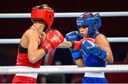 24 July 2021; Yarisel Ramirez of USA, right, and Nikolina Cacic of Croatia during their Women's Featherweight round of 32 bout at the Kokugikan Arena during the 2020 Tokyo Summer Olympic Games in Tokyo, Japan. Photo by Stephen McCarthy/Sportsfile