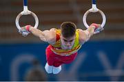 24 July 2021; Joel Plata of Spain competing on the Rings in artistic gymnastics qualification at the Ariake Gymnastics Centre during the 2020 Tokyo Summer Olympic Games in Tokyo, Japan. Photo by Ramsey Cardy/Sportsfile