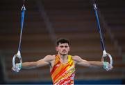 24 July 2021; Nicolau Mir of Spain competing on the Rings in artistic gymnastics qualification at the Ariake Gymnastics Centre during the 2020 Tokyo Summer Olympic Games in Tokyo, Japan. Photo by Ramsey Cardy/Sportsfile