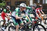 24 July 2021; Dan Martin, left, and Eddie Dunbar of Ireland in action during the men's cycling road race from Musashinonomori Park to Fuji International Speedway during the 2020 Tokyo Summer Olympic Games in Tokyo, Japan. Photo by Alex Broadway/Sportsfile