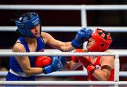 24 July 2021; Baison Manikon of Thailand, left, and Saadat Dalgatova of Russia Olympic Committee during their Women's Welterweight round of 32 bout with J/ at the Kokugikan Arena during the 2020 Tokyo Summer Olympic Games in Tokyo, Japan. Photo by Stephen McCarthy/Sportsfile