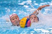 24 July 2021; Margaret Steffens of USA and Miku Koide of Japan in action during the Women's Preliminary Round Group B match between Japan and United States at the Tatsumi Water Polo Centre during the 2020 Tokyo Summer Olympic Games in Tokyo, Japan. Photo by Ramsey Cardy/Sportsfile