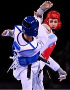 24 July 2021; Jack Woolley of Ireland in action against Lucas Guzman of Argentina during the men's -58Kg taekwondo round of 16 at the Makuhari Messe Hall during the 2020 Tokyo Summer Olympic Games in Tokyo, Japan. Photo by Brendan Moran/Sportsfile