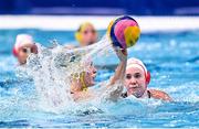 24 July 2021; Hannah Buckling of Australia in action against Emma Wright of Canada during the Women's Preliminary Round Group A match between Canada and Australia at the Tatsumi Water Polo Centre during the 2020 Tokyo Summer Olympic Games in Tokyo, Japan. Photo by Ramsey Cardy/Sportsfile
