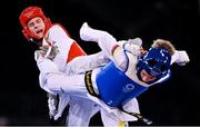 24 July 2021; Kristina Tomic of Croatia, left, in action against Andrea Ramirez of Colombia during their women's -49Kg taekwondo round of 16 at the Makuhari Messe Hall during the 2020 Tokyo Summer Olympic Games in Tokyo, Japan. Photo by Brendan Moran/Sportsfile