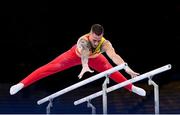 24 July 2021; Nestor Abad of Spain competes on the Parallel Bars in artistic gymnastics qualification at the Ariake Gymnastics Centre during the 2020 Tokyo Summer Olympic Games in Tokyo, Japan. Photo by Ramsey Cardy/Sportsfile