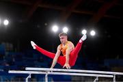 24 July 2021; Joel Plata of Spain competes on the Parallel Bars in artistic gymnastics qualification at the Ariake Gymnastics Centre during the 2020 Tokyo Summer Olympic Games in Tokyo, Japan. Photo by Ramsey Cardy/Sportsfile