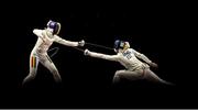 24 July 2021; Ana Maria Popescu of Romania, left, and Katrina Lehis of Estonia during the Women's Épée Individual Semi-Final at Makuhari Messe Hall during the 2020 Tokyo Summer Olympic Games in Tokyo, Japan. Photo by Stephen McCarthy/Sportsfile