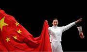 24 July 2021; Yiwen Sun of China celebrates winning the Women's Épée Individual Final at Makuhari Messe Hall during the 2020 Tokyo Summer Olympic Games in Tokyo, Japan. Photo by Stephen McCarthy/Sportsfile