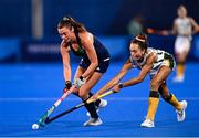 24 July 2021; Deirdre Duke of Ireland in action against Quanita Bobbs of South Africa during the Women's Pool A Group Stage match between Ireland and South Africa at the Oi Hockey Stadium during the 2020 Tokyo Summer Olympic Games in Tokyo, Japan. Photo by Ramsey Cardy/Sportsfile