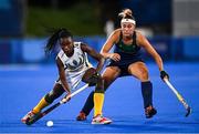 24 July 2021; Onthatile Zulu of South Africa in action against Lena Tice of Ireland during the Women's Pool A Group Stage match between Ireland and South Africa at the Oi Hockey Stadium during the 2020 Tokyo Summer Olympic Games in Tokyo, Japan. Photo by Ramsey Cardy/Sportsfile