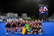 24 July 2021; Team Ireland celebrate following victory in the Women's Pool A Group Stage match between Ireland and South Africa at the Oi Hockey Stadium during the 2020 Tokyo Summer Olympic Games in Tokyo, Japan. Photo by Ramsey Cardy/Sportsfile