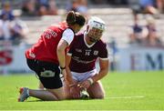 24 July 2021; Joe Canning of Galway is attended to by chartered physiotherapist Rachel Wyer after being struck on the wrist near the end of the first half during the GAA Hurling All-Ireland Senior Championship Round 2 match between Waterford and Galway at Semple Stadium in Thurles, Tipperary. Photo by Ray McManus/Sportsfile