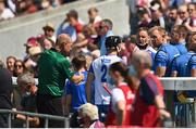 24 July 2021; Conor Gleeson of Waterford is sent off by referee Sean Stack as he comes out for the second half during the GAA Hurling All-Ireland Senior Championship Round 2 match between Waterford and Galway at Semple Stadium in Thurles, Tipperary. Photo by Harry Murphy/Sportsfile